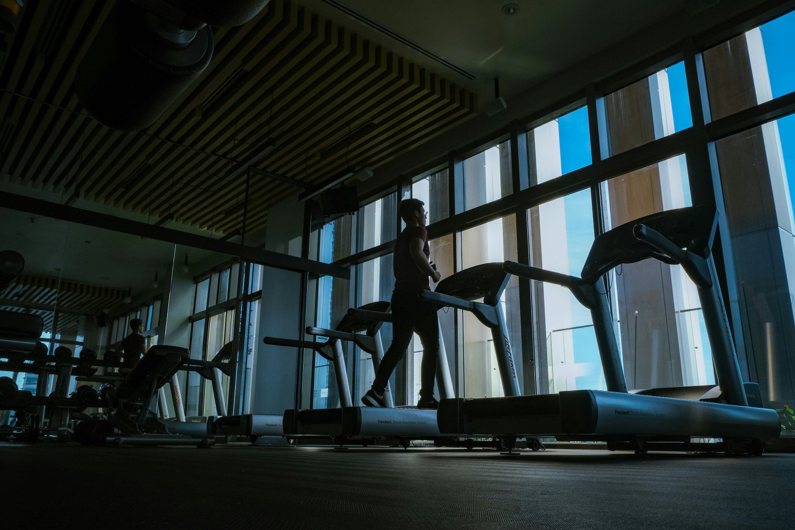 Person running on treadmill
