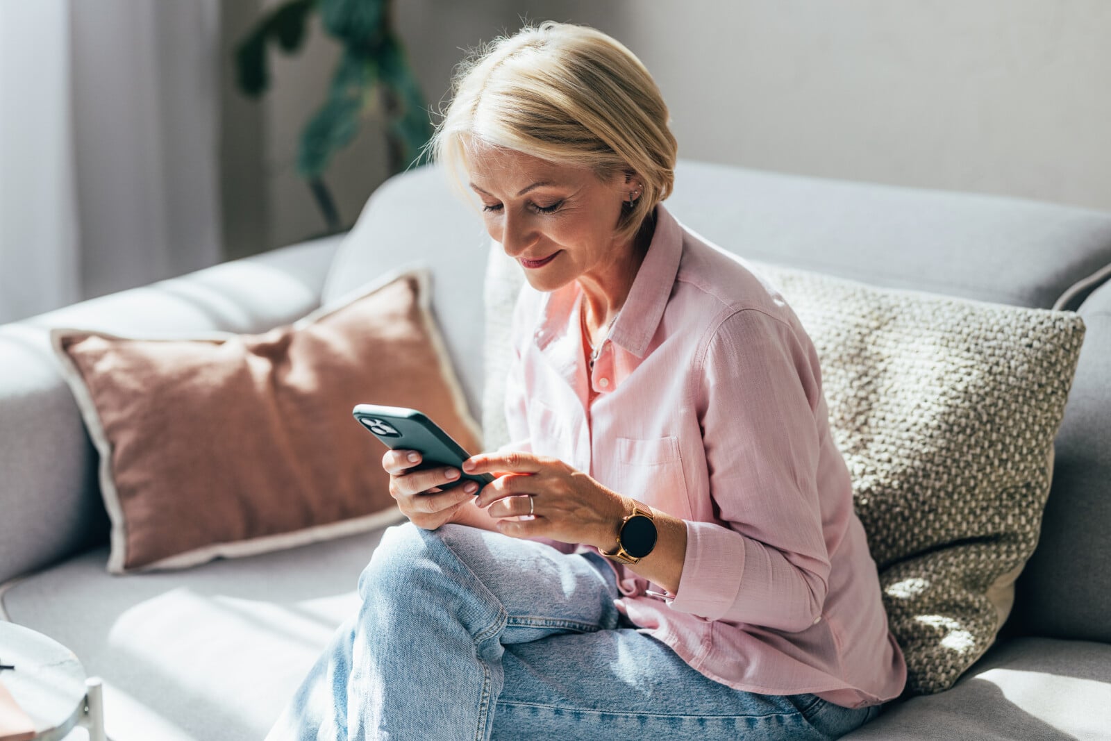 Women using cell phone