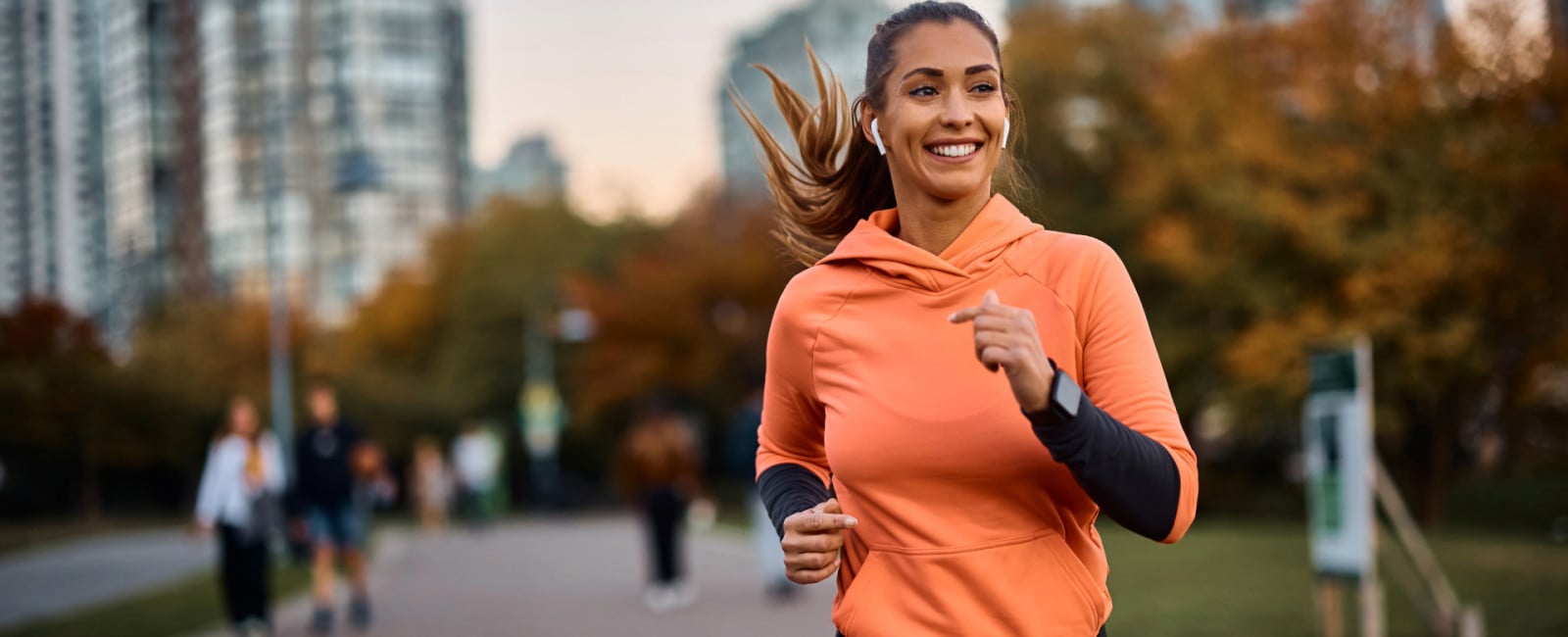Woman running outdoors