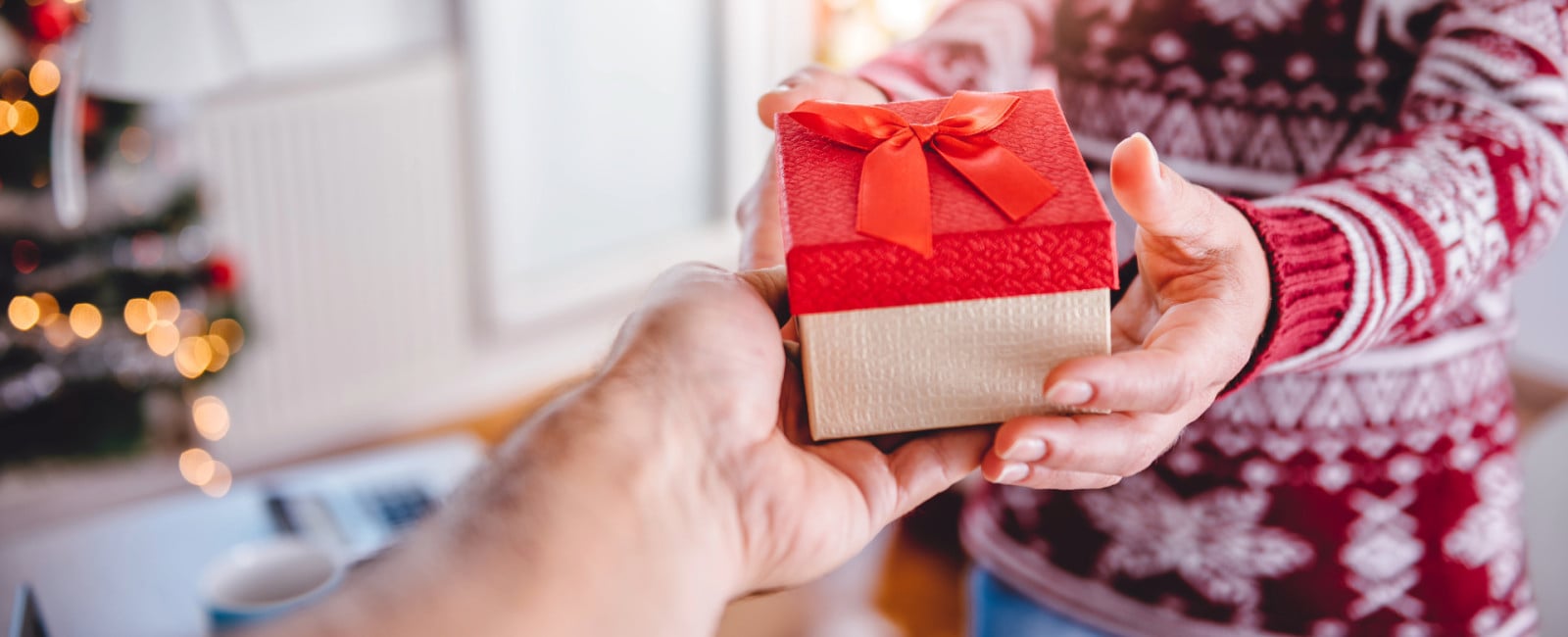 People exchanging presents during holidays