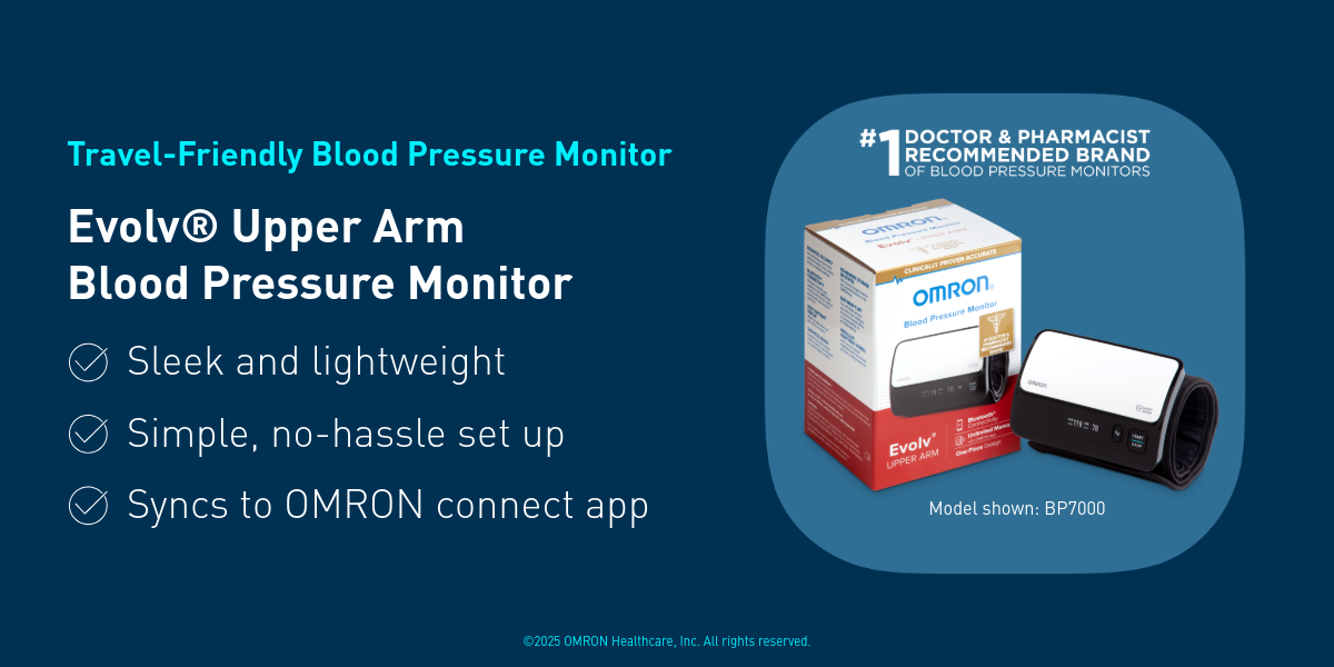 OMRON Evolv Upper Arm Blood Pressure Monitor is a sleek, all-in-one wireless blood pressure monitor with no tubes or cords. Features simple setup and syncs to the free OMRON connect app for easy tracking.