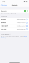 Apple iOS Bluetooth Settings Screenshot