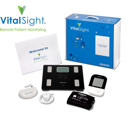 OMRON VitalSight Kit with scale and blood pressure monitor and cuff